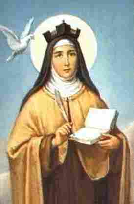 6kb jpg Saint Teresa of Avila holy card, artist unknown; if you have information on this image, please email me; please do not write to ask about the image